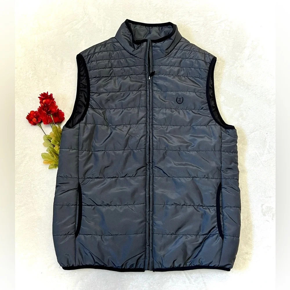 Chaps Women's Grey Quilted Zip-Up Vest - Small